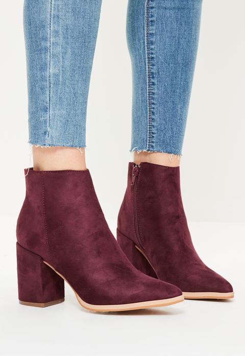 Purple Pointed Toe Ankle Boots