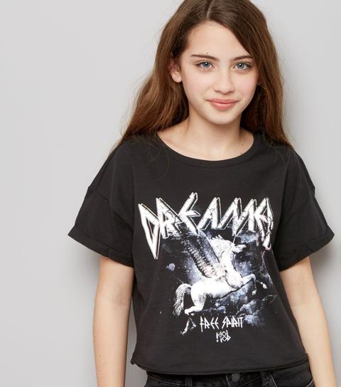 Teens Black Dreamer Print Rock T-shirt