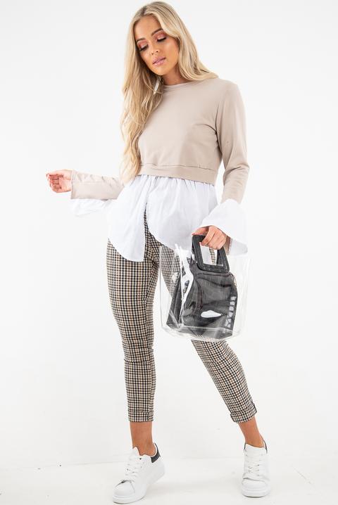 shirt insert crew neck jumper