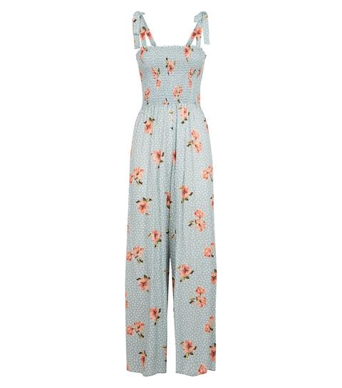 new look blue floral jumpsuit