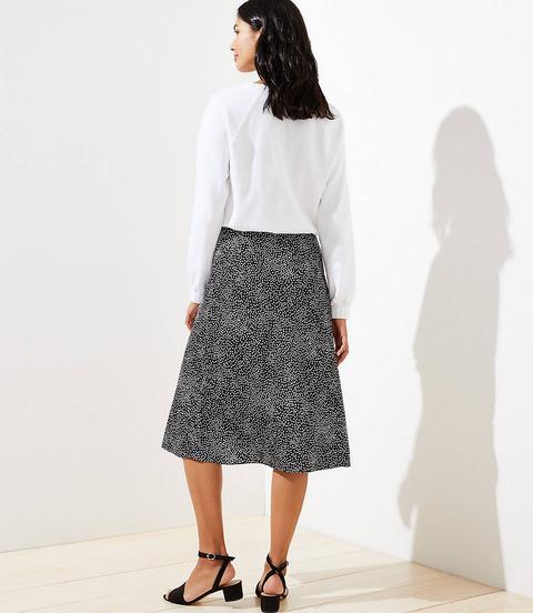 Dotted Pull On Midi Skirt