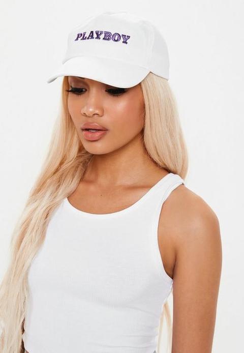 Playboy X Missguided White Slogan Cap 