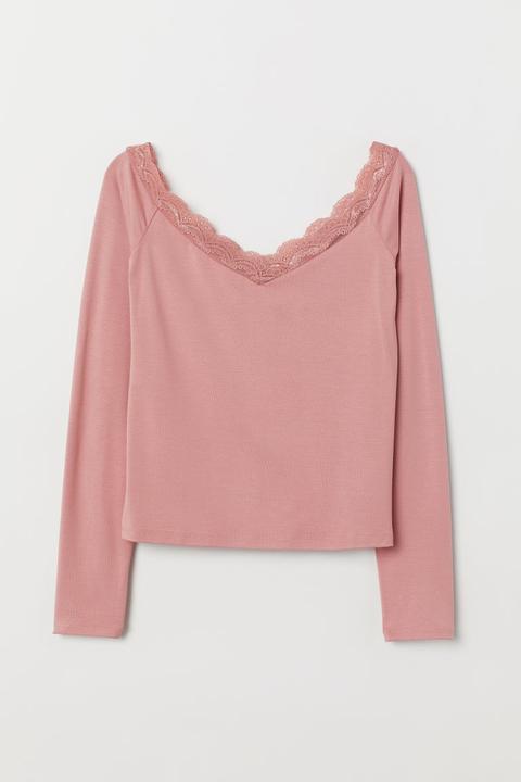 H & M - Top A Spalle Scoperte - Rosa