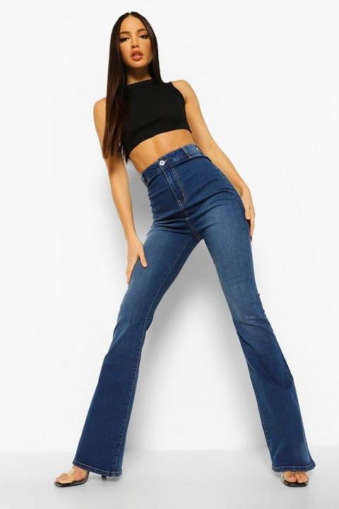 Womens Tall Basics High Waist Skinny Flared Jeans - Blue - 16, Blue