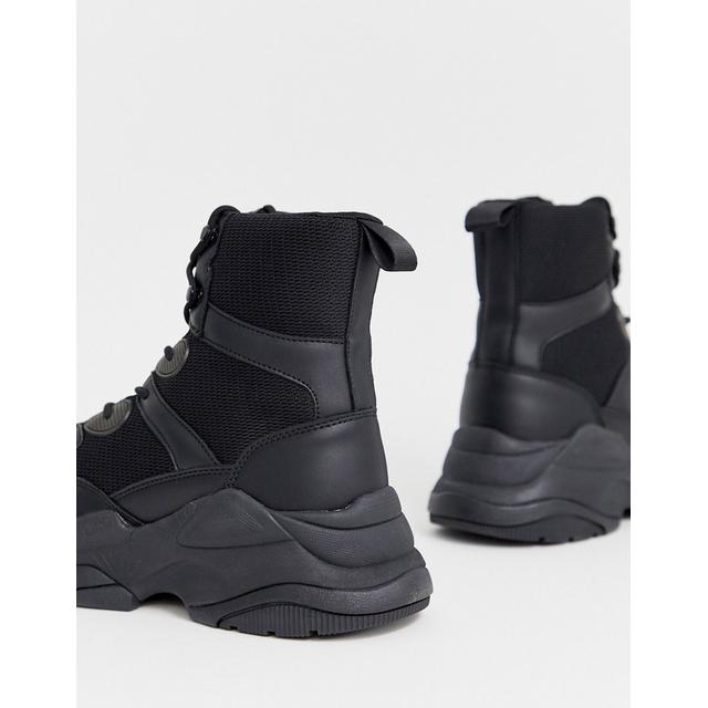 asos design high top sneakers in black mesh