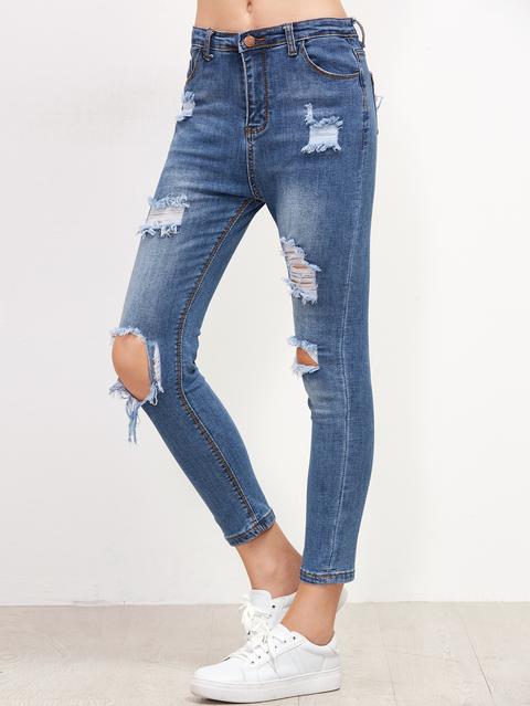 Jeans Strappati Blu