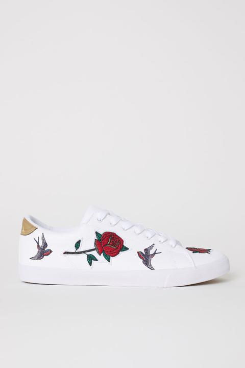 H & M - Sneakers Con Ricami - Bianco