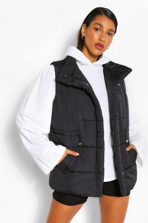 ladies black gilet with hood