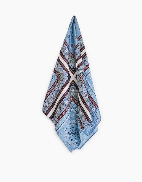 Foulard Stampa Paisley Celeste