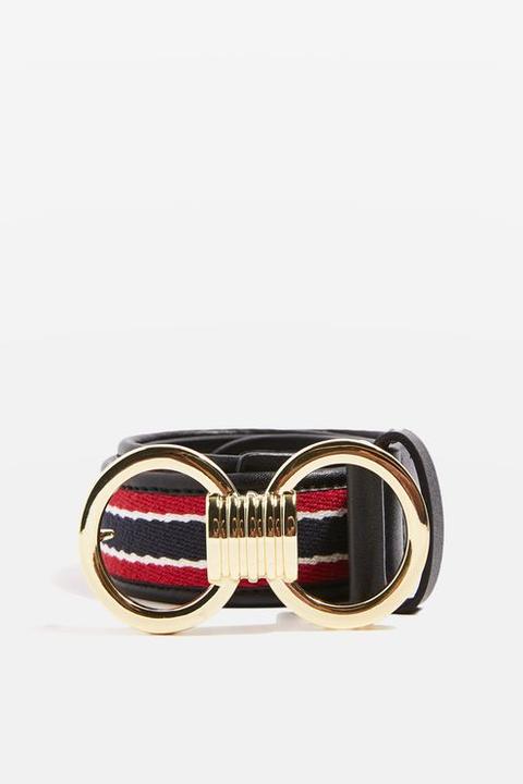 Circle Buckle Stripe Belt