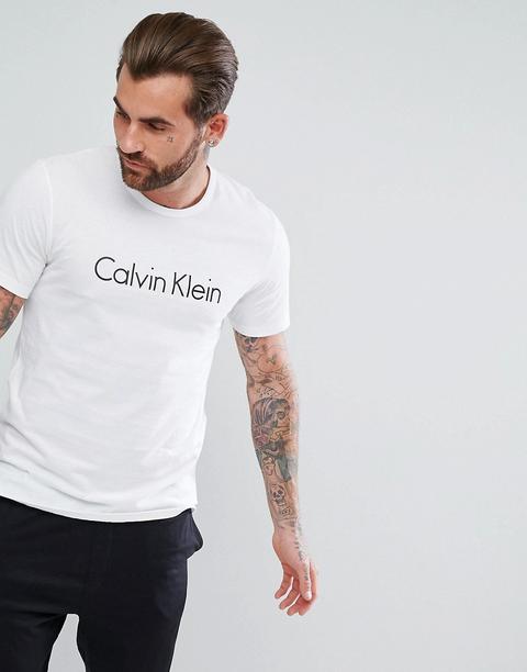 Calvin Klein – Weißes T-shirt Mit Rundhalsausschnitt