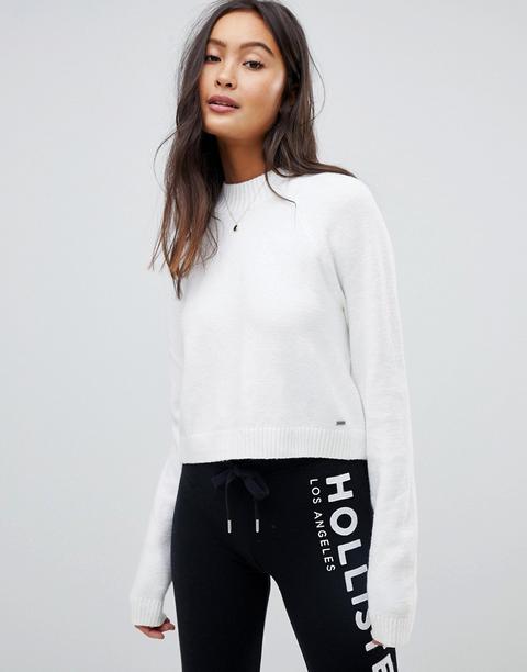 Hollister Stripe Crop Knit Jumper - White