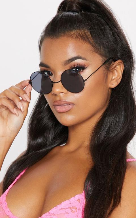 Black Round Metal Sunglasses