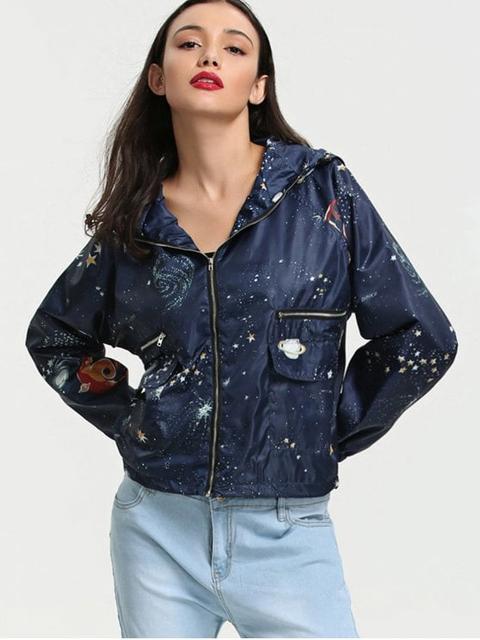 Chaqueta Cortavientos Con Capucha Galaxy Print