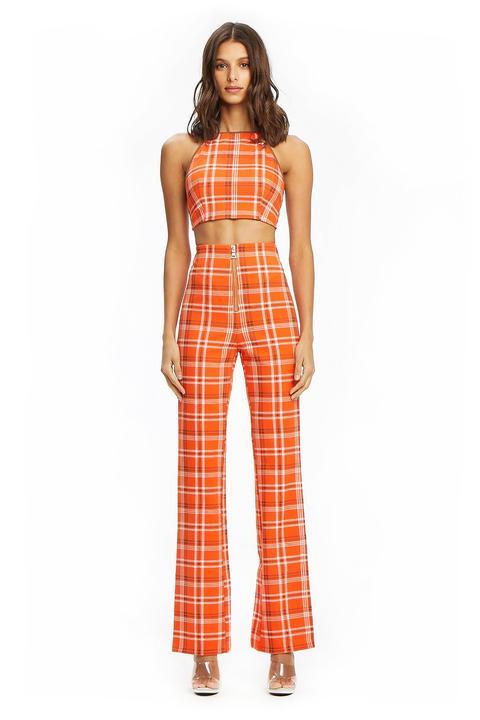 I am gia orange plaid sale pants