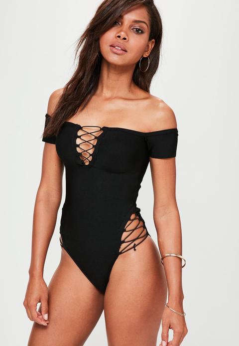 black bardot swimsuit