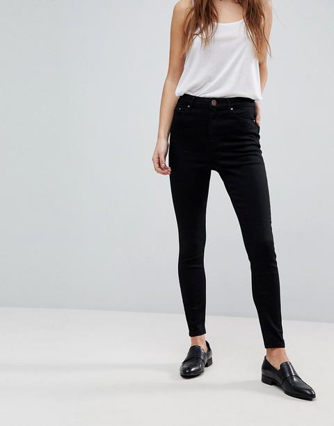 Asos Design - Ridley - Jeans Vita Alta Skinny Nero Pulito - Nero