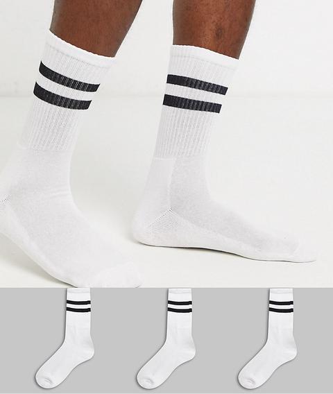 New Look Striped Socks In White 3 Pack