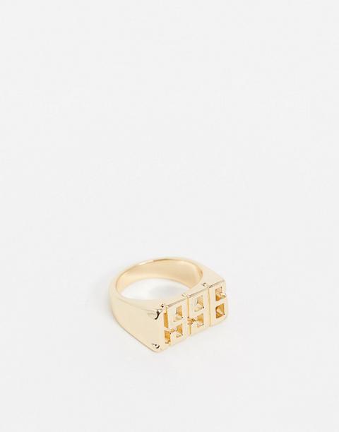 Asos Design Ring With 1996 Birth Year In Gold Tone