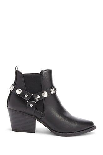 black leather studded chelsea boots
