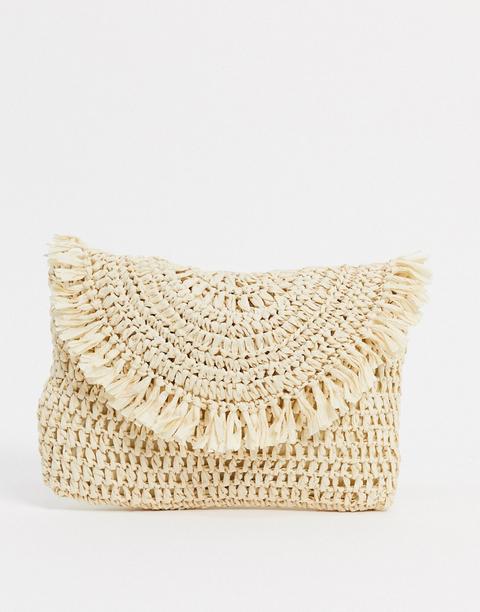 Asos Design Straw Clutch Bag-multi