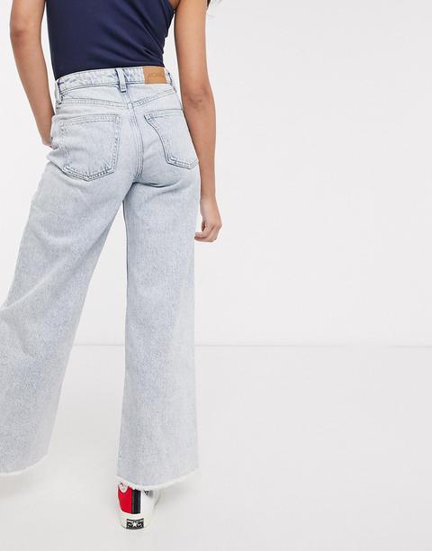 Monki Yoko Wide Leg Cropped Raw Hem 