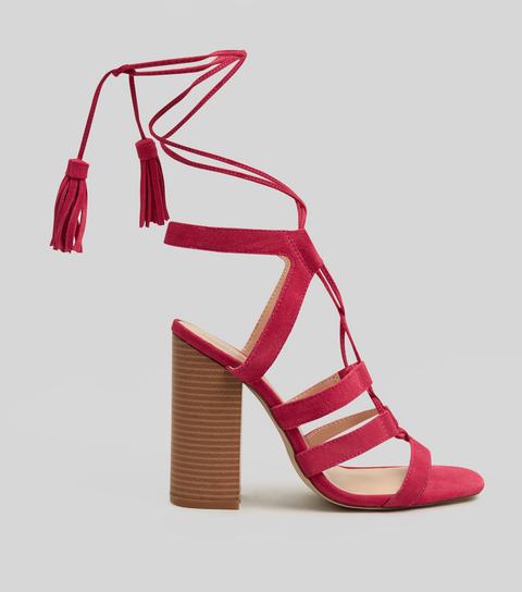 Pink Suede Tassel Back Ghillie Heels