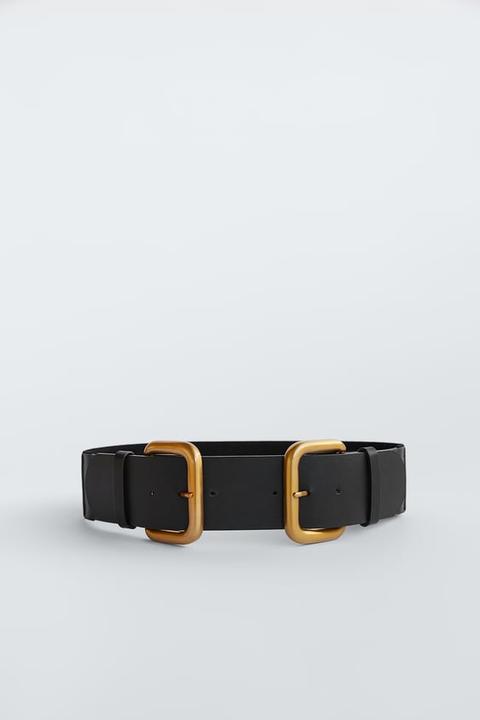 Leather Belt With Double Buckle