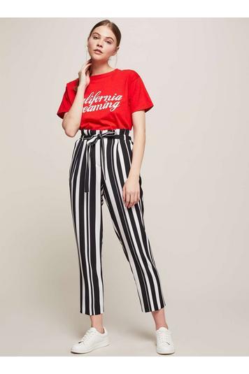 striped paperbag trousers