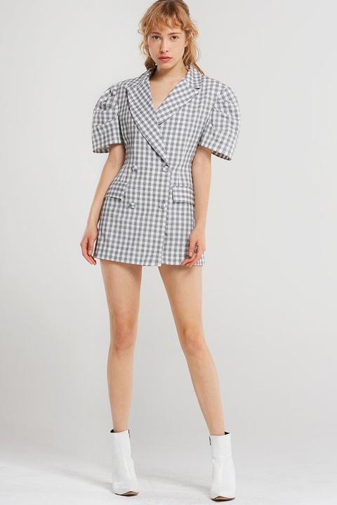 Lilith Gingham Short-sleeve Jacket-gray