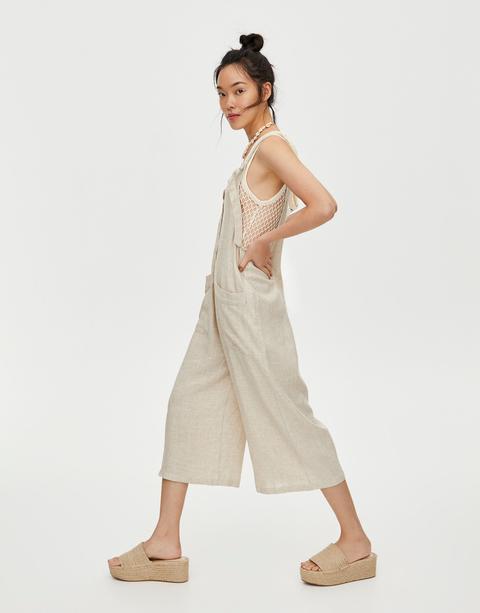 Pull and bear cheap linen dungarees