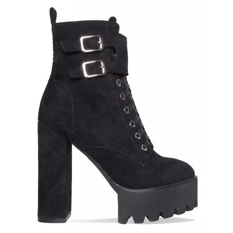 black lace up platform ankle boots