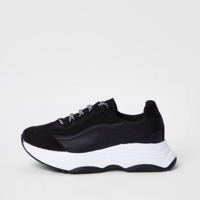Black Chunky Platform Lace-up Trainers