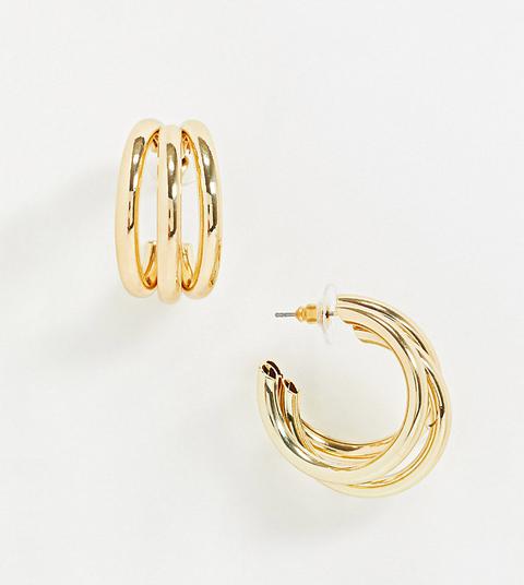 Glamorous Exclusive Gold Triple Hoop Earrings