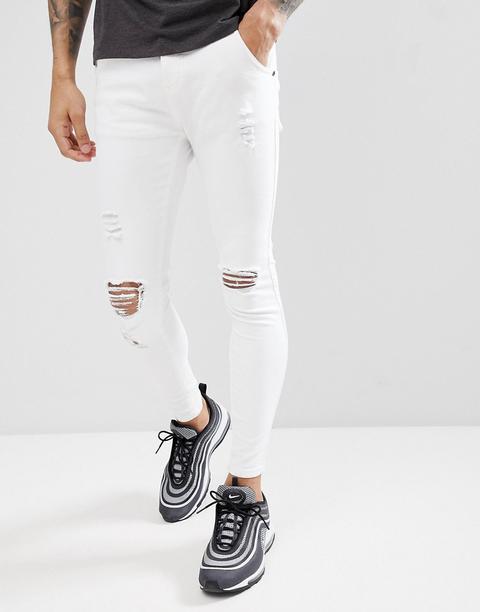 Siksilk - Jeans Skinny Neri Effetto Invecchiato - Bianco