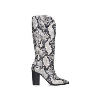 Carvela Sheer - Snake Print Block Heel Knee High Boots