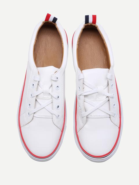 Contrasto Bianco Trim Lace Up Scarpe Da Tennis