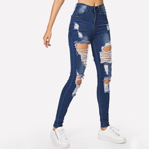 Jeans Skinny Strappati