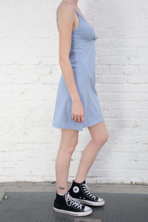 Brandy melville light blue flower wrap amara dress.