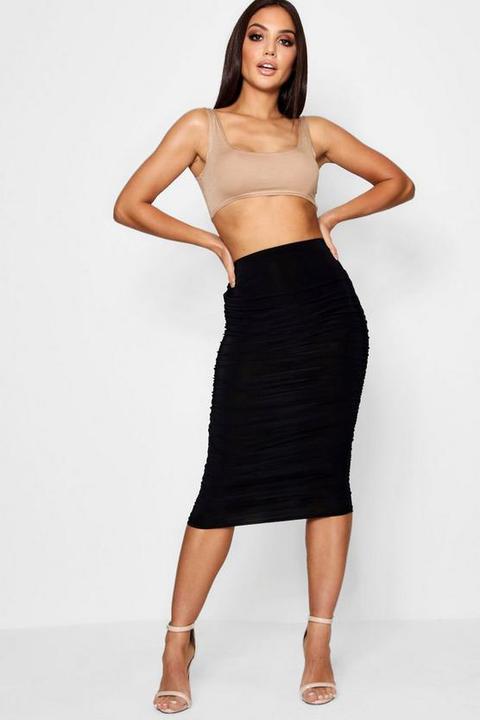 All Over Ruched Midi Skirt