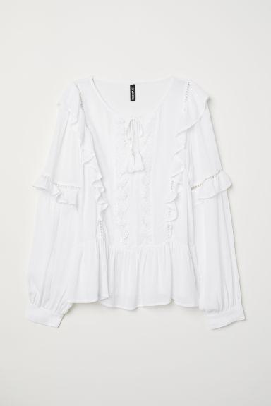 H & M - Camicetta Con Volant - Bianco