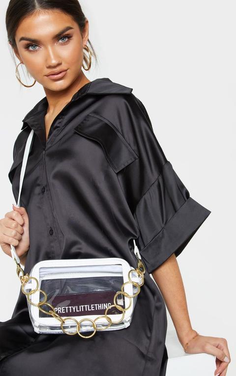 White Transparent Croc Trim Cross Body