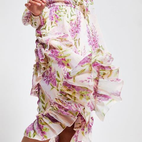 Purple floral frill maxi dress sale river island