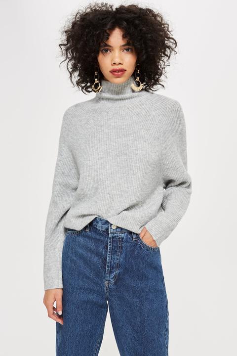 Womens Super Soft Funnel Neck Jumper - Grey Marl, Grey Marl