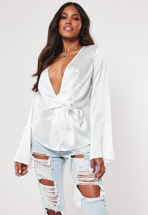 satin plunge blouse