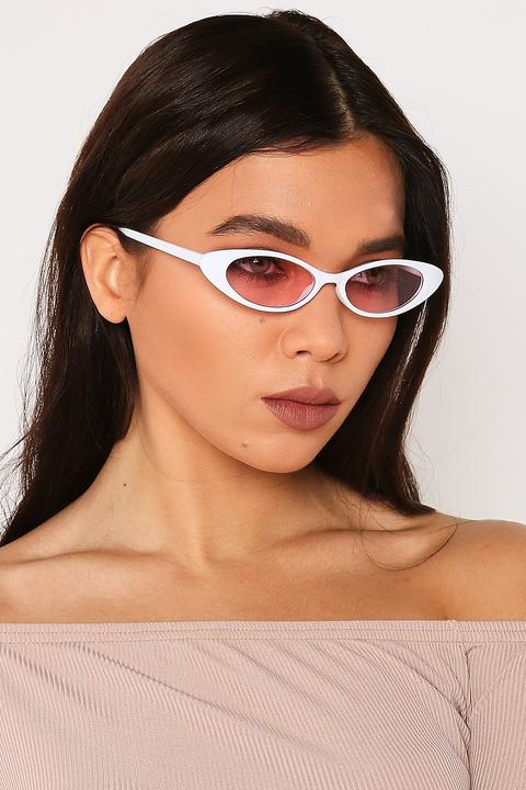 White Thin Retro Sunglasses