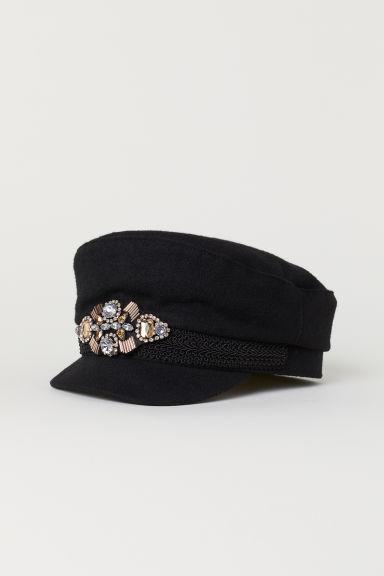 H & M - Gorra De Marinero Con Bordado - Negro