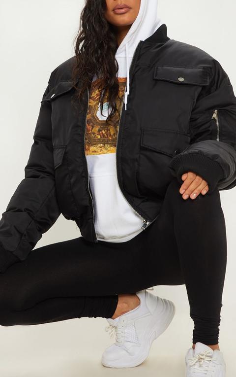 Black Oversized Bomber