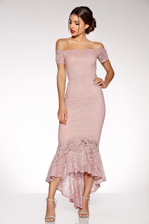 Rose Pink Lace V Bar Maxi Dress from Quiz on 21 Buttons