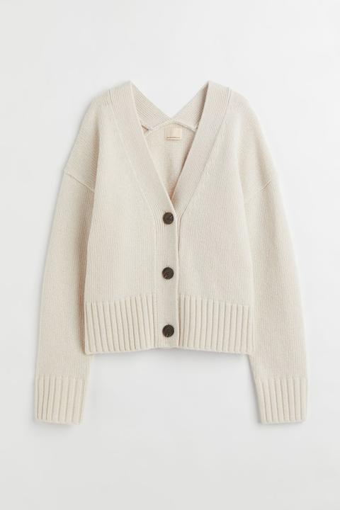 Knitted Wool Cardigan - White